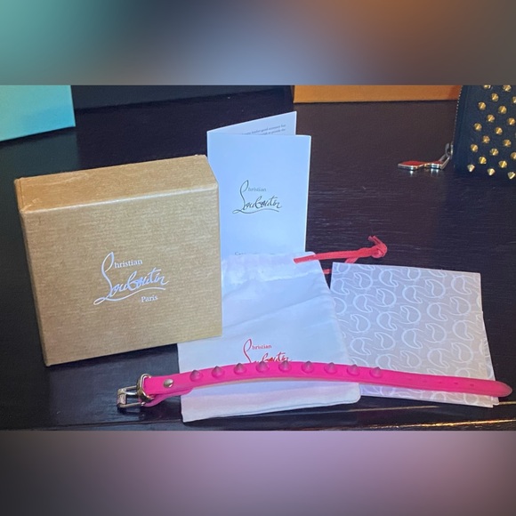 Auth Christian Louboutin pink bracelet with silver hardware full inclusion - Picture 6 of 10